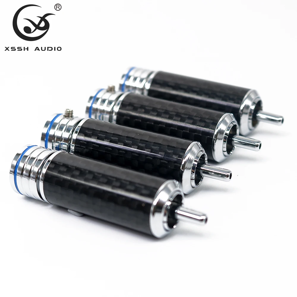 8pcs Male Lotus Adapter OEM ODM Wholesales XSSH HIFI DIY Copper Plating Rhodium Carbon Fiber Audio Video RCA Plug Connector Jack
