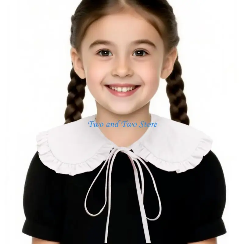 HX6F White Detachable Collar False Collar Neckwear Children School Event Neckpiece