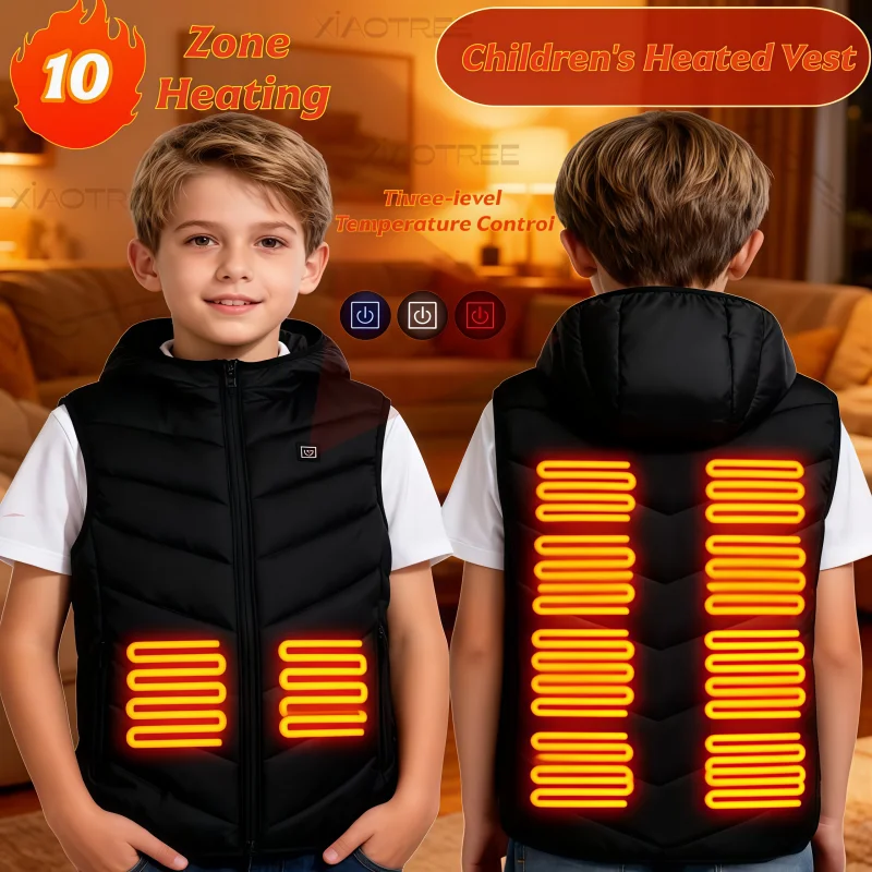 10 Areas Heated Vest Electric Heated Jackets Children Usb Inner Heat Vest Veste For Camping Thermal Winter Warm Jacket for Kids