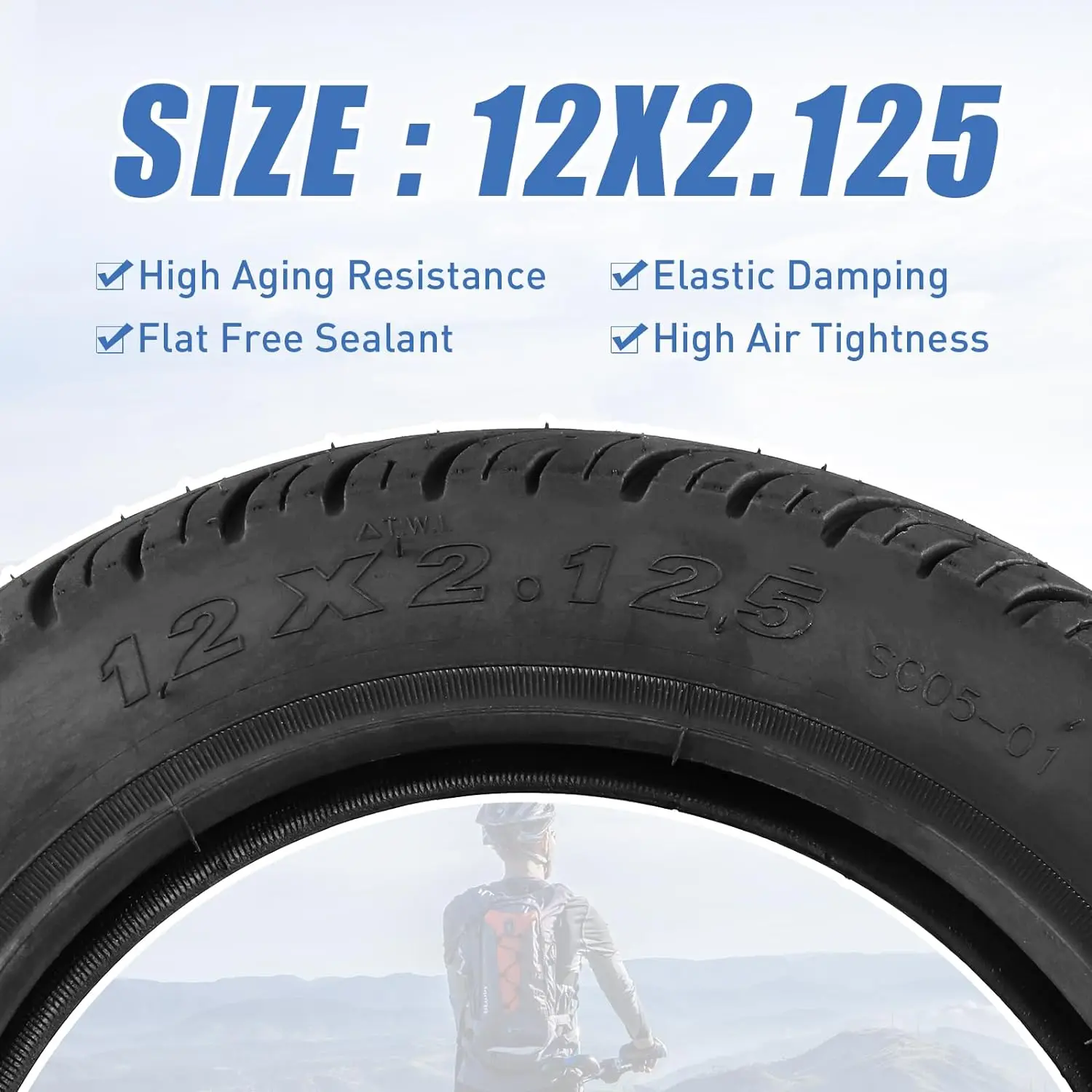 ZUKKA E 2 Pack E-Bike Tire Kids Bike Tire 12x2.125 Strong Grip Compatible Replacement Bicycle Tire for Electrc Bicycle