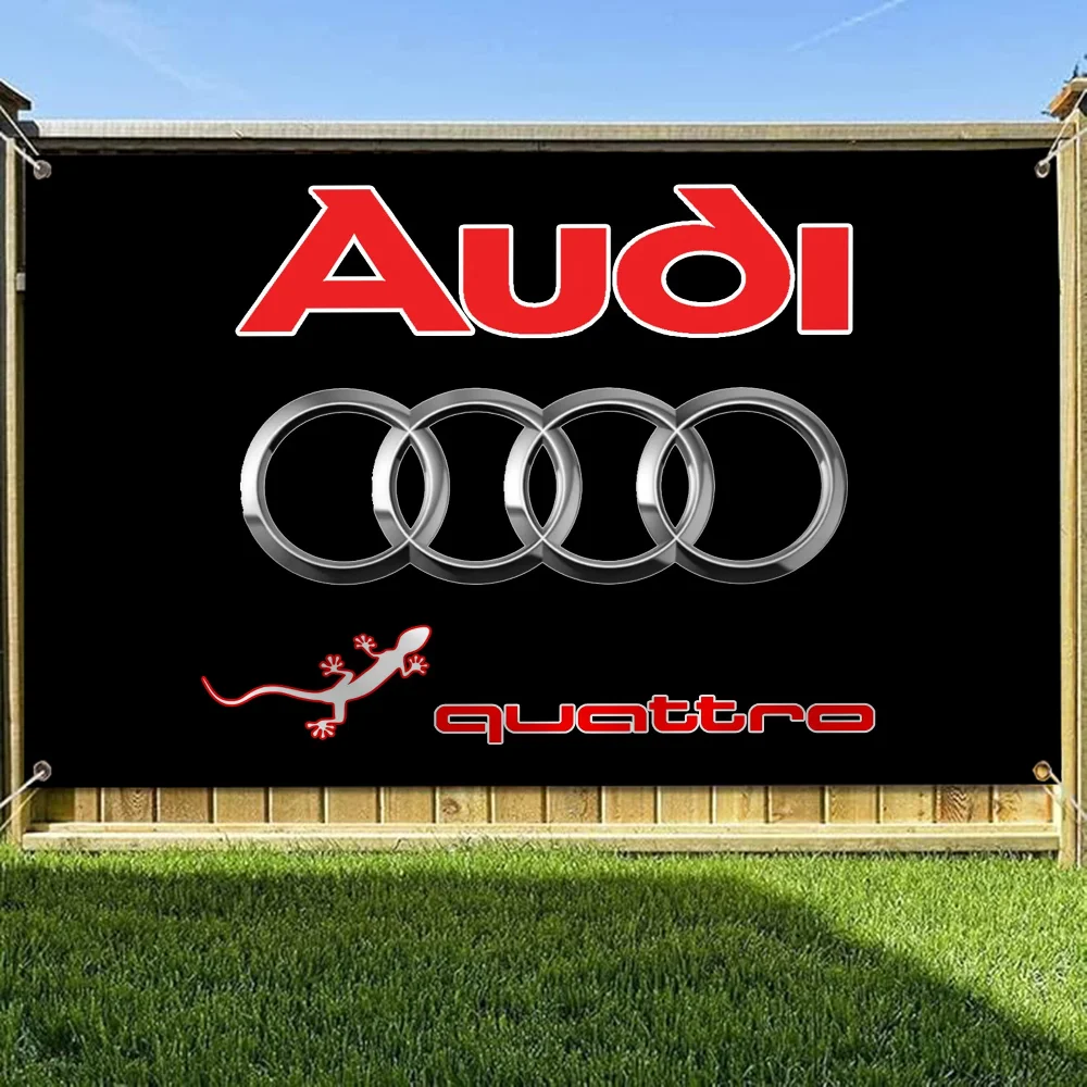 Custom Flag A-Audi Home Four Hole Single Sided Flag Funny Flags Personalized Items Advertising Outdoor Decor Barber Shop Garden