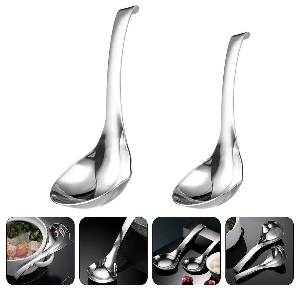

Cabilock 2 шт., ковш из нержавеющей стали, многофункциональный кухонный инструмент с крючком для супа, соуса, сервировки, приготовления пищи, необходимое