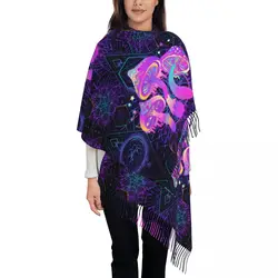 Sciarpa psichedelica Shrooms per donna inverno caldo scialle Pashmina avvolgere fungo astratto Trippy lungo grande scialle sciarpa signore