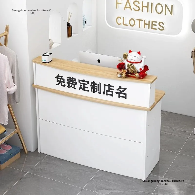 custom.Modern Simple Wood Counter Bar Cashier Desk Front Desk Company Reception Shops Clothing Stores Beauty H