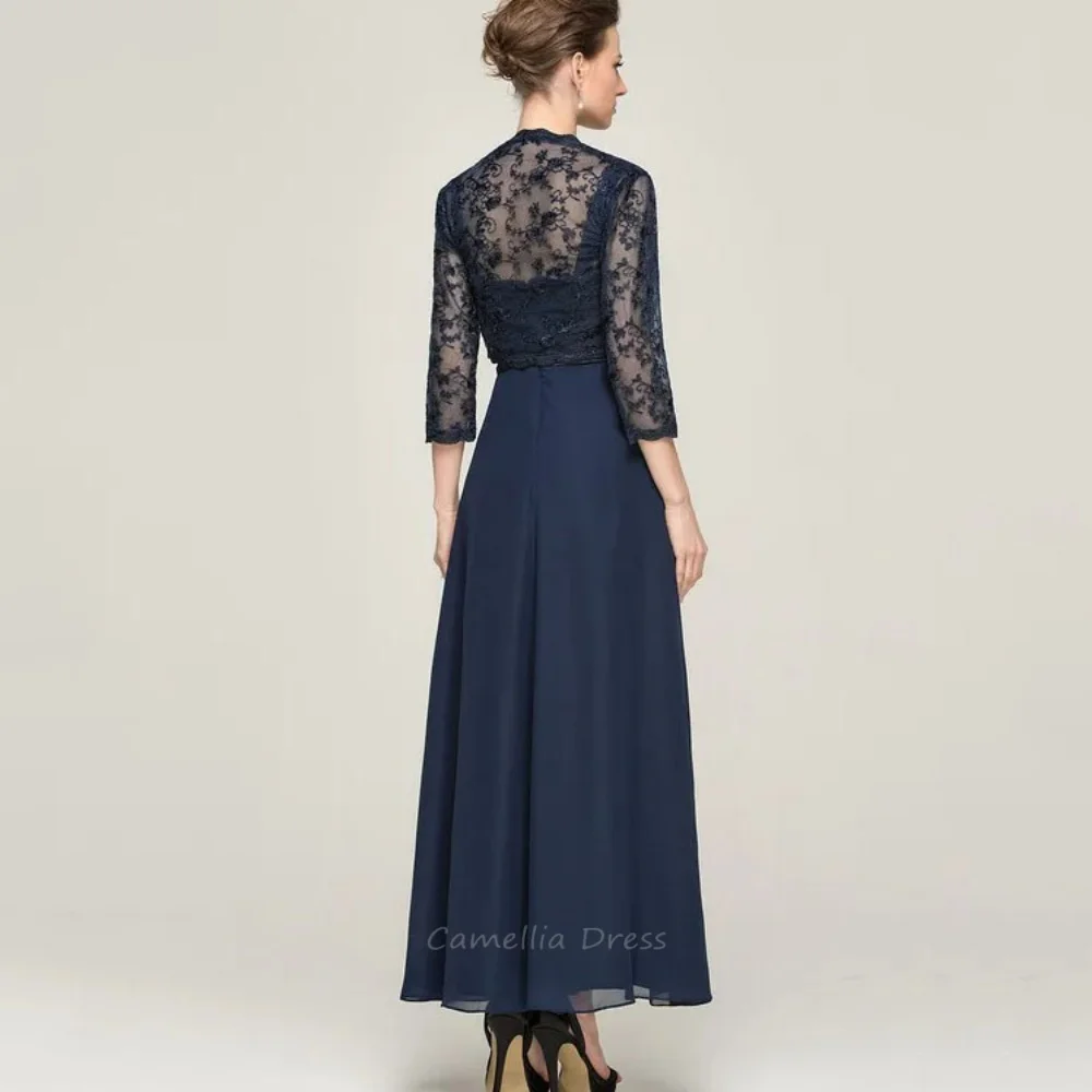 Two Pieces Mother of the Bride Dress for Women Customized Vintage A Line Lace Party Gown Chiffon Evening robe mother of bride