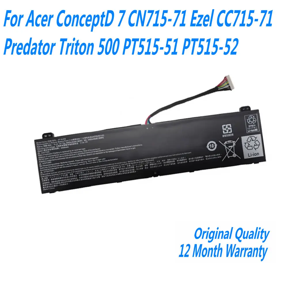 

145.2V 5550mAh 84.36Wh AP18JHQ Laptop Battery For Acer ConceptD 7 CN715-71 Ezel CC715-71 Predator Triton 500 PT515-51 PT515-52