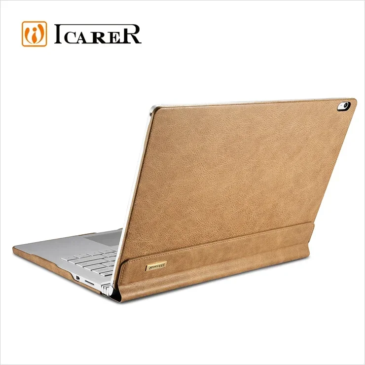 ICARER Shenzhou Real Leather Detachable Folio Case for Microsoft Surface Book and Surface Book 2 &Gen1 13 inch