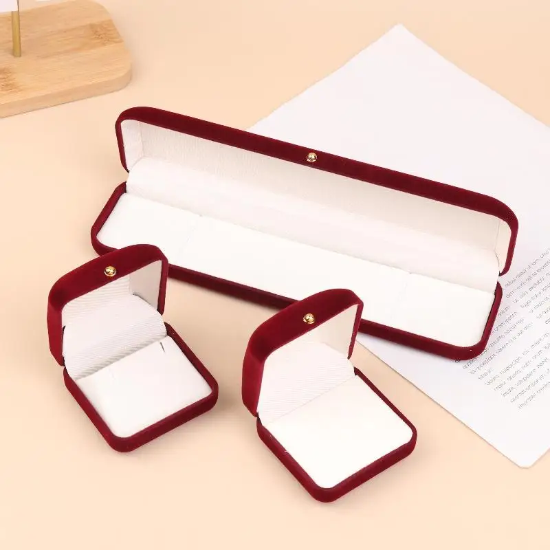 

NEW Flocking Gold Buckle Jewelry Box Pendant Ring Necklace Earring Bracelet Display Storage Box Luxury Feelings Packaging Box