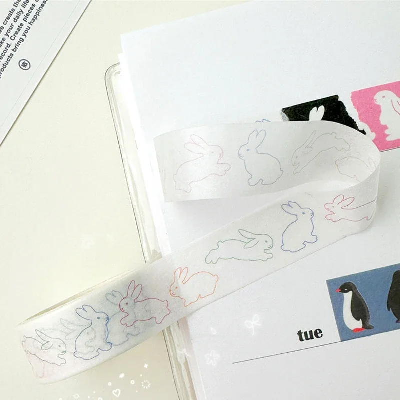 Cute Cartoon Rabbit Penguin  Tape Scrapbook  DIY Notebook Sticker Kawaii Tape Decoration