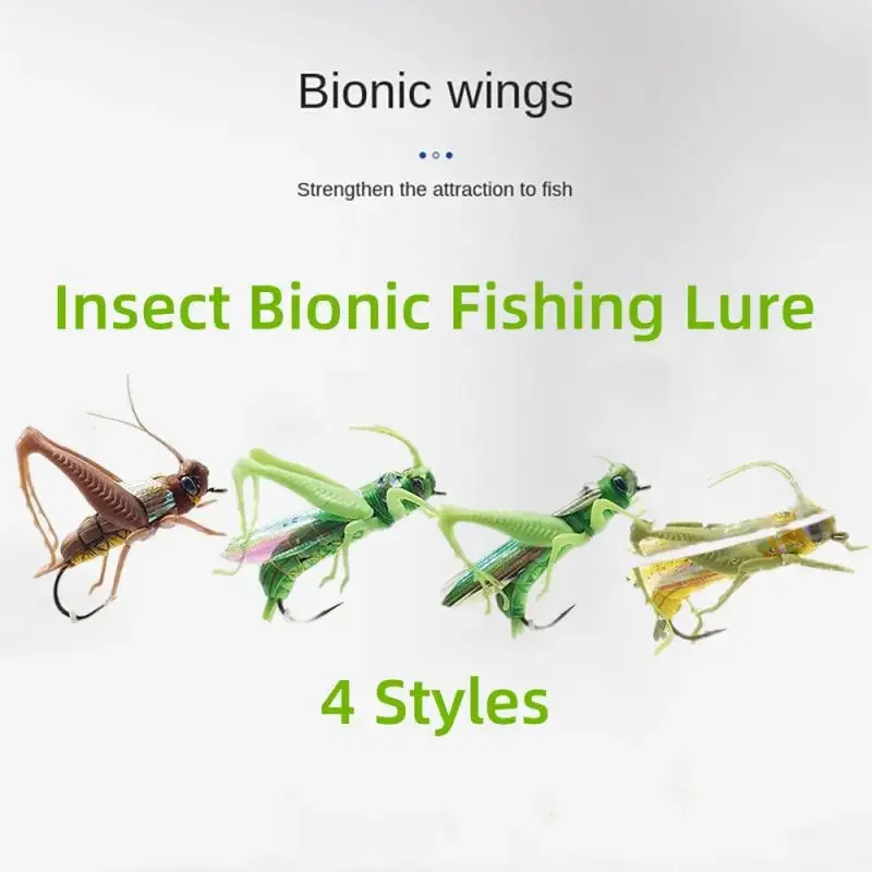 1~4Pcs Insect Bionic Fishing Lures Grasshopper Minnow Hard Baits Crankbait Artificial Swimbaits Bass Carp Pike Fishing Tackle