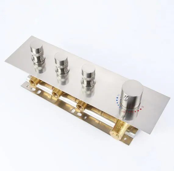 

Big Flow Bathroom Wall Mount 3 Way Function Concealed Thermostatic Diverter Brass Bath Shower Mixer Valve Cartridge