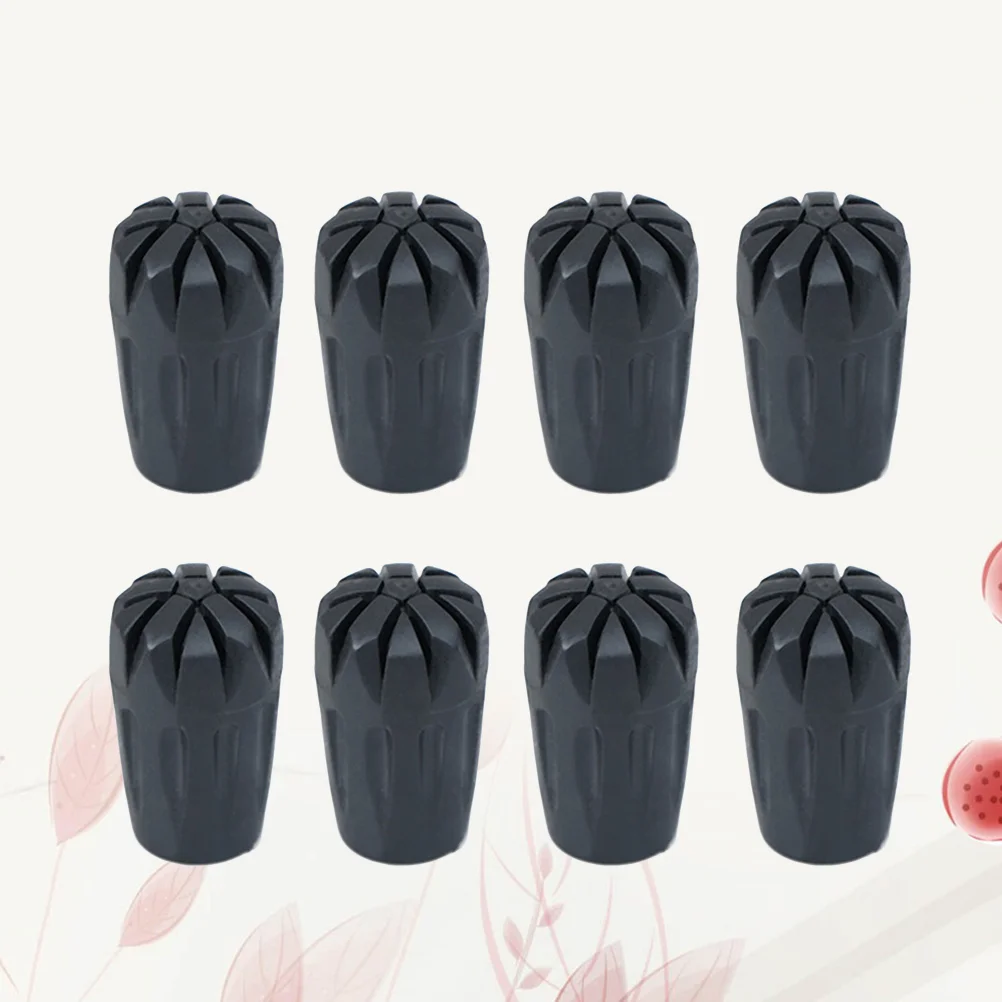 

8 Pcs Walker Accessories Trekking Cane Protector Rubber Tip Outdoor Walking Stick Head Black Staff