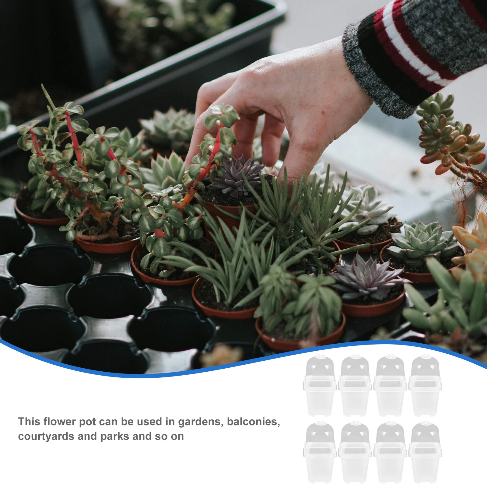 

20 Sets Square Flower Pot Lids Transparent Nursery Cups Gardening Planter Moisture Retention Durable PP Material Plant
