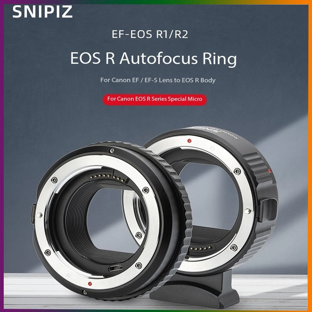 

SNIPIZ EF-EOSR Auto Focus Ring for Canon EF/EFS Lens to Canon RF EOSR5/R6/RP/R8/R50/R10 Camera Adapter Ring