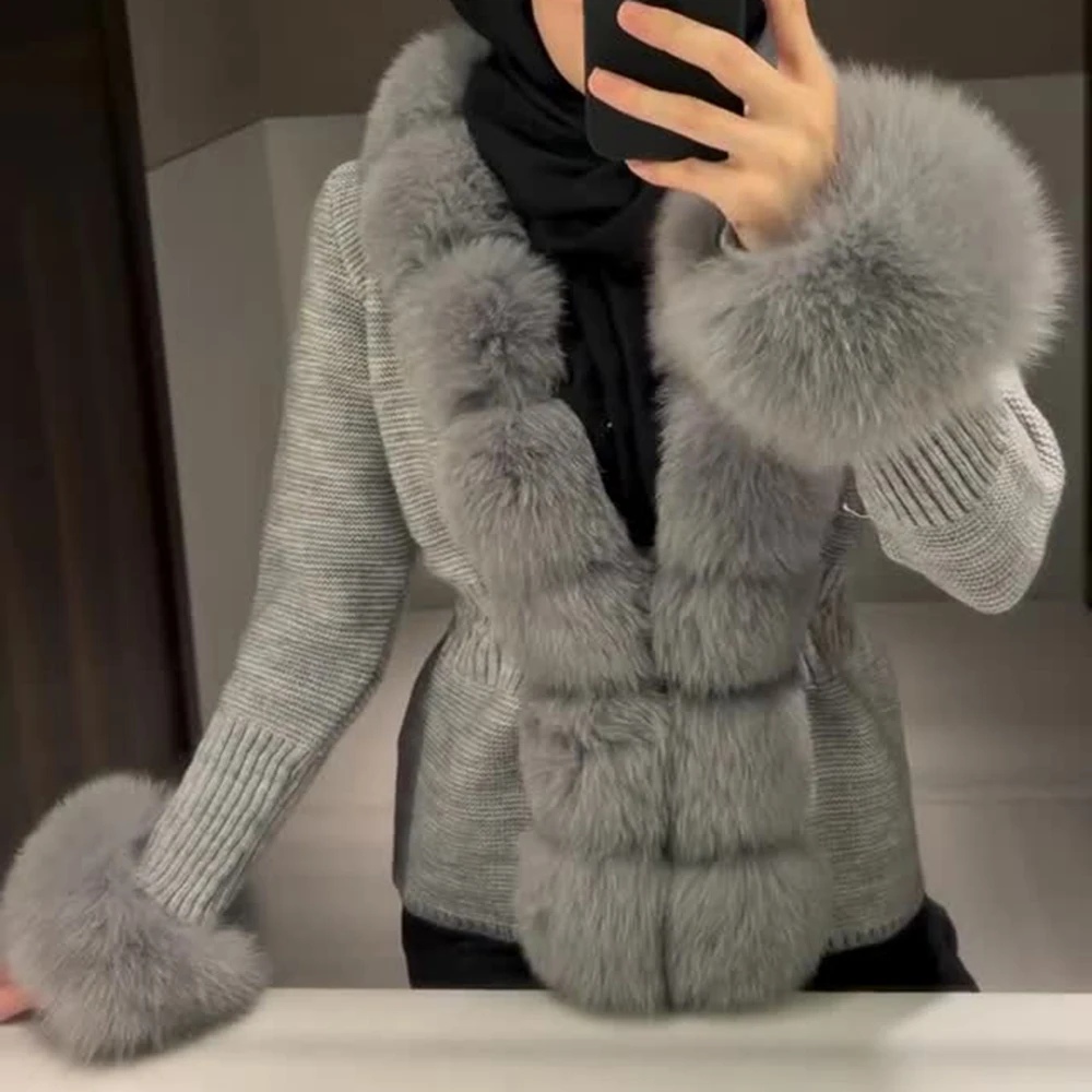 

Ticketsx Women Faux Fur Coat Winter Plush Patchwork Contrast Lace Up Thickened Cardigan Casual Female Office Streetwear Clothing