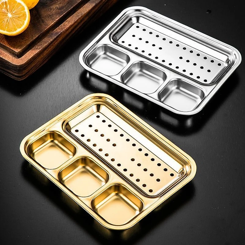 304 stainless steel with oil filter compartment spice plate new snack plate barbecue dipping sauce bowl