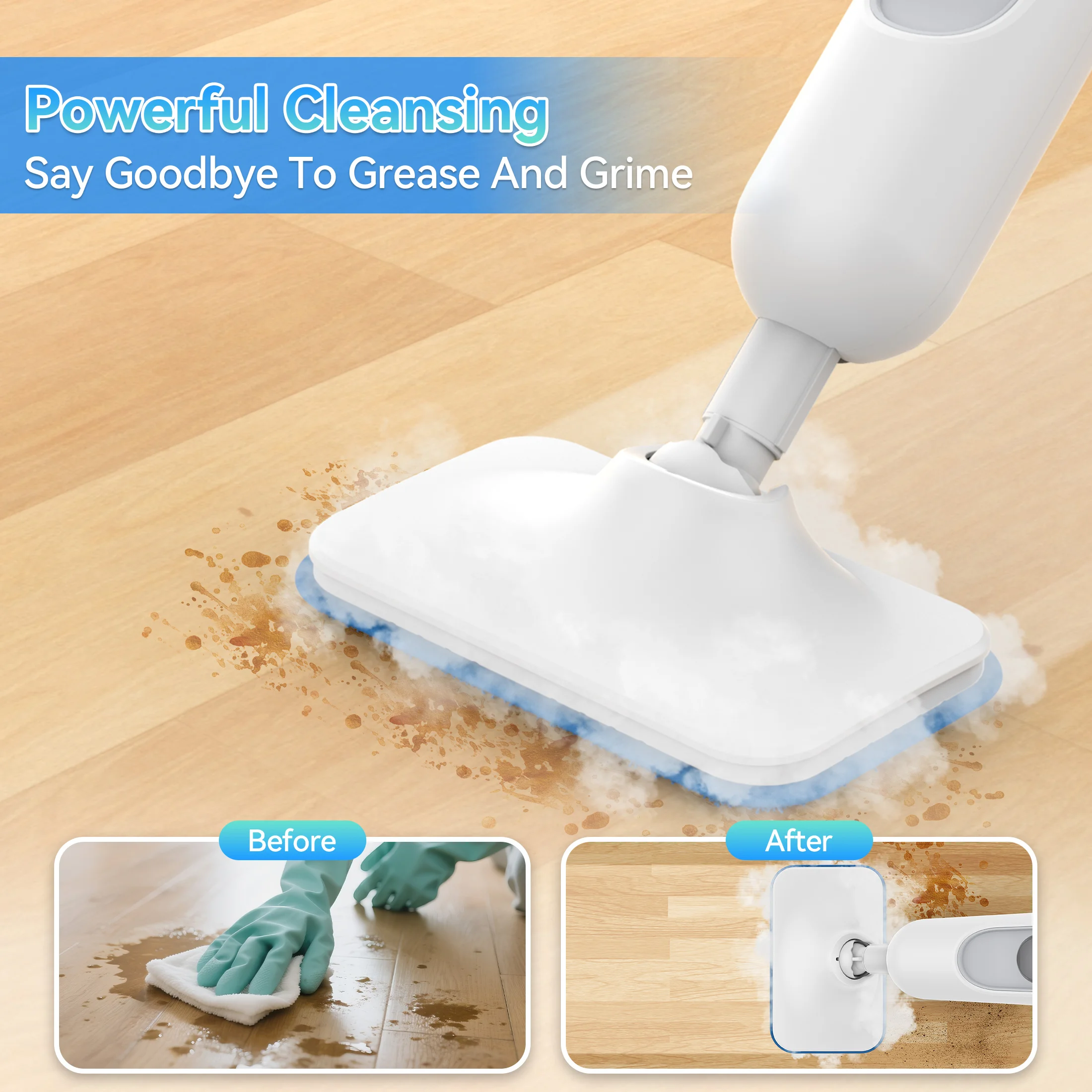 INSE Powerful Steam Mop High Temperature Cleaning Detachable Handheld Steam Cleaners 360ml Fast Heating for Carpet Hard Floor F2