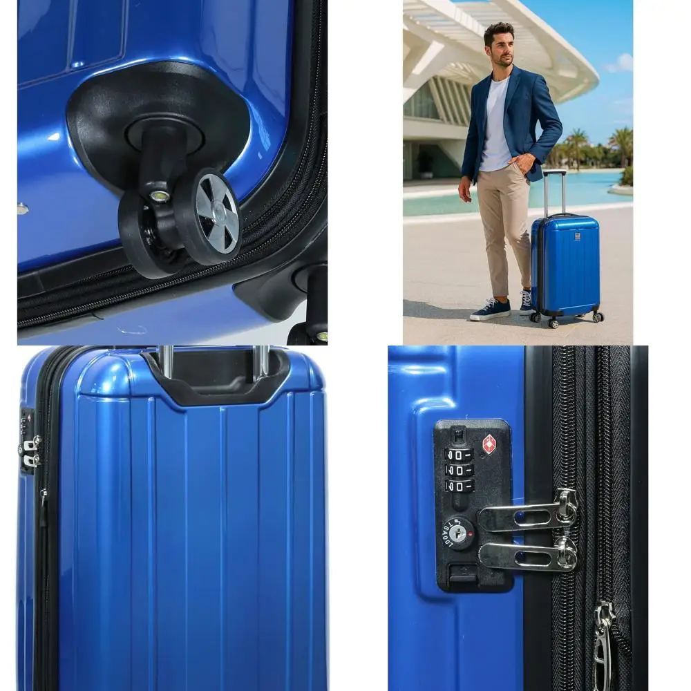 

Расширяемый чемодан-спиннер из поликарбоната с замком TSA — синий