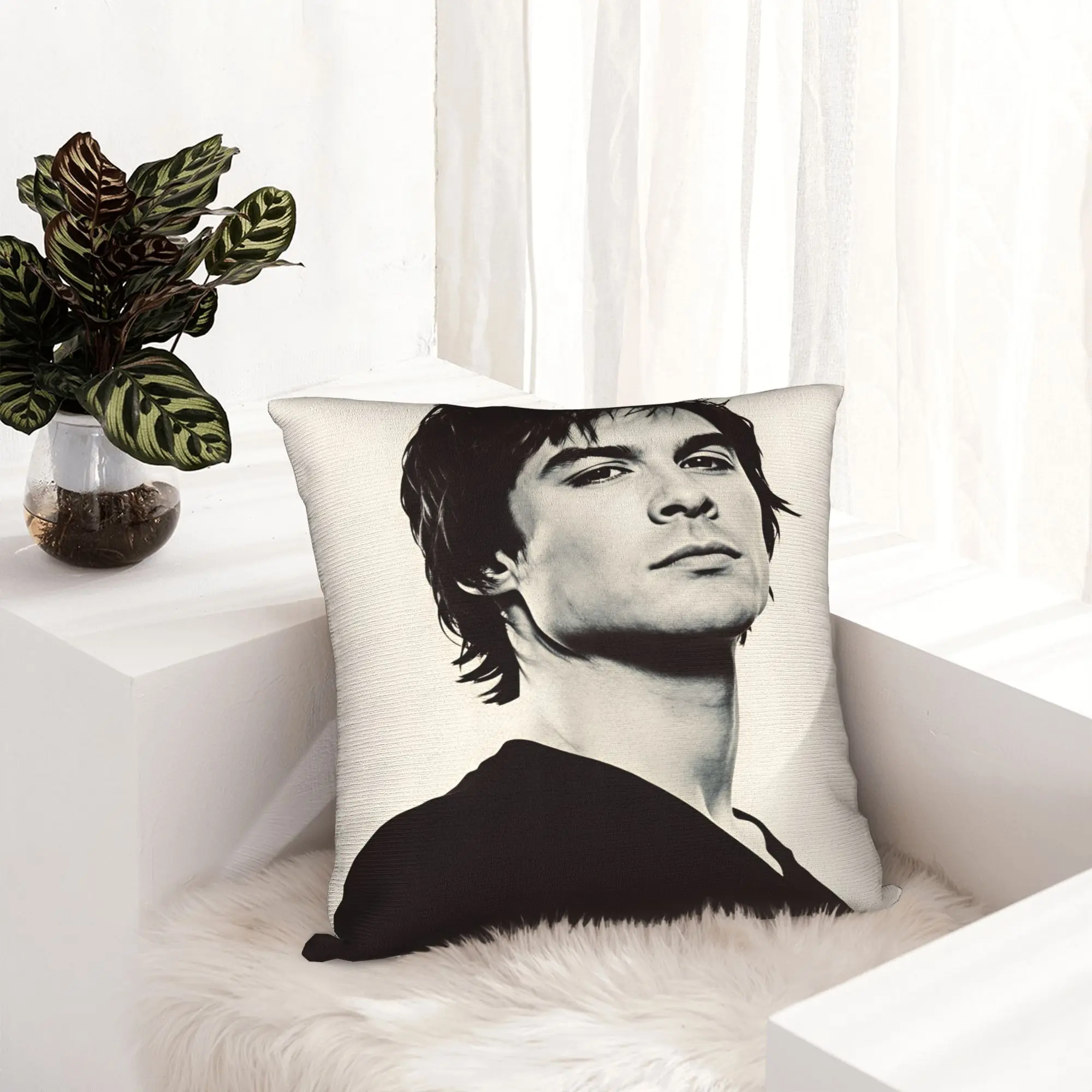 VIKAMA Vampire Diaries Damon Portrait Pillow Cover  Fashion Pillow Case For Living Room Chair Soft Cushion Cover