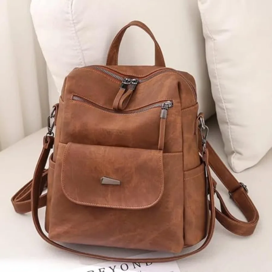 PU Leather Backpack Purse for Women Fashion Multipurpose Design Handbag Ladies Shoulder Bags Travel Backpack view 4