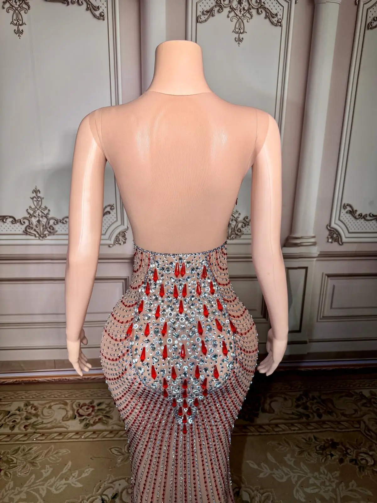 ZD Sparkly Fancy Strass Sheer Mesh Skinny Halter Dress Elegante festa di compleanno Abito da sera Club Prom Servizio fotografico Wear shuc