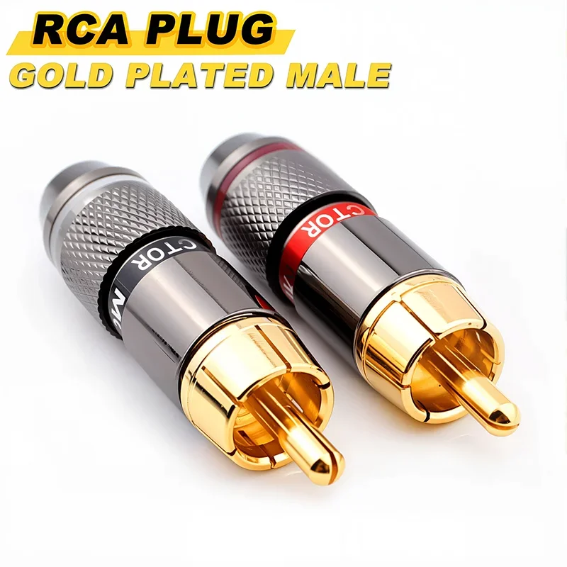 2PCS Musical Sound RCA Connector Plug HiFi 24K Gold Plated RCA Plug Jack Adapter for 6mm Audio and Video Speaker Cable