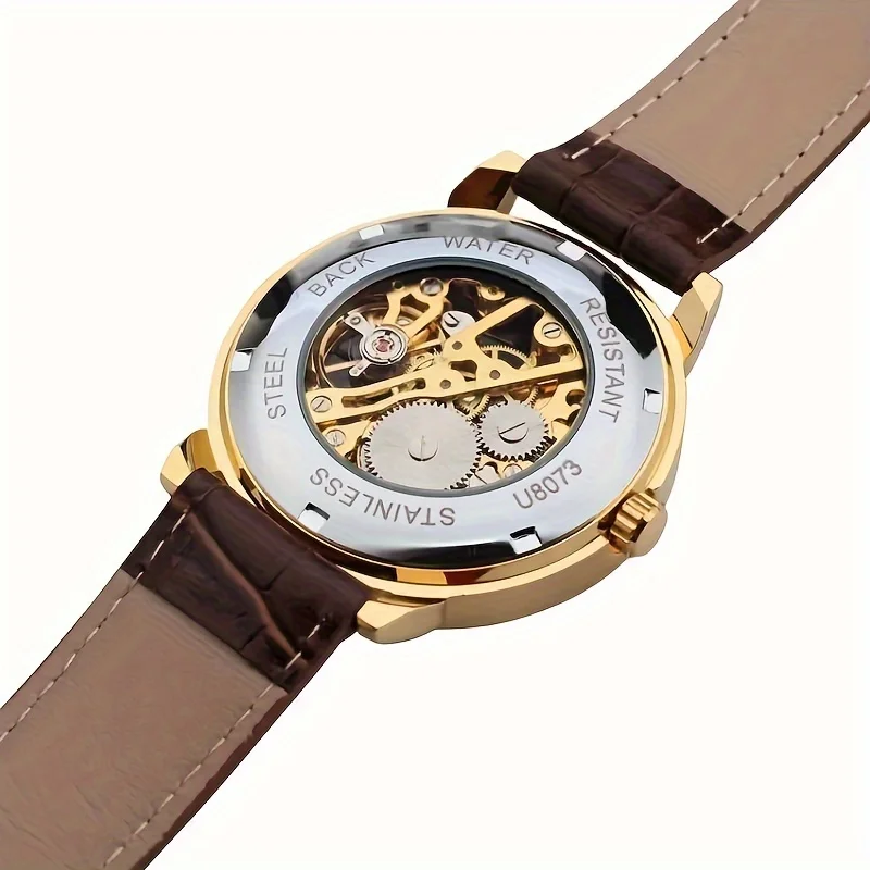 Unique and Stylish Men's Watch, Hollow Design, Creative Manual Mechanical Watch. Young Men and Students Are Popular with Watches and Branded Watches. The Preferred Brand for Gift-Giving.
