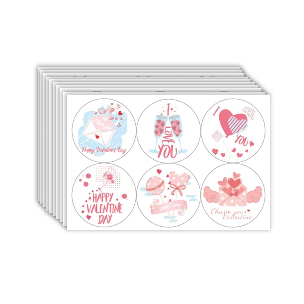 60pcs/6styles, Valentine's Day Sticker Set for DIY Crafts, Valentine's Day Gift Stickers, Valentine's Day Gift Box Stickers,