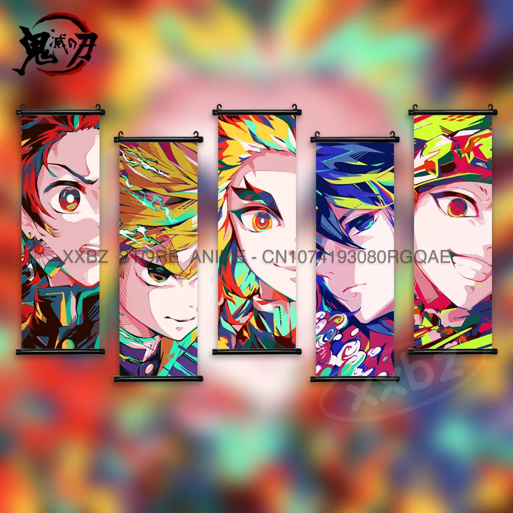 

Demon Slayer Scrolls Pictures Wall Art Agatsuma Zenitsu Hanging Painting Kamado Tanjirou Home Decor Poster Children's Day Gift