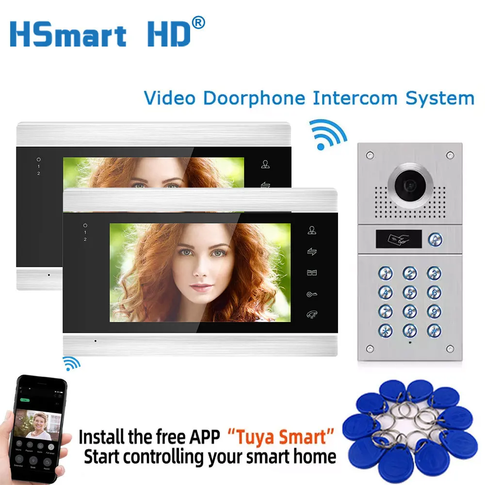 Imagem -02 - Wired Video Intercom com Câmera e Código Rfid Cartões Access Control System Motion Detection Record Lcd Tuya Wifi 7