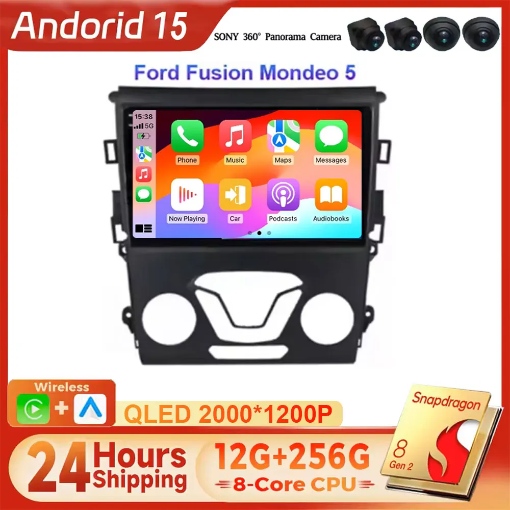 

Android 15 Carplay Auto 4G WIFI GPS Мультимедийный плеер Видео Стерео головное устройство 2din для Ford Mondeo 5 Fusion 2012-2019 Автомобильный радиоприемник