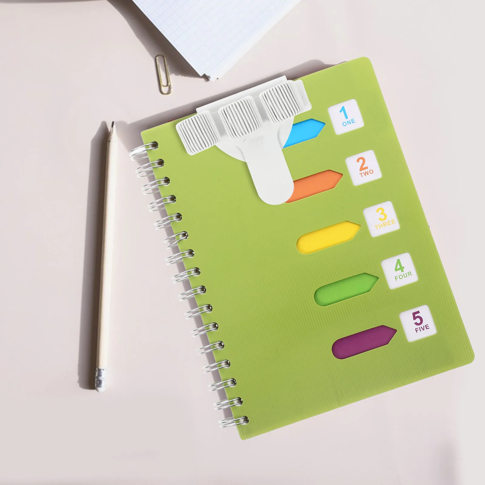 

Folder Iron Pen Organizer 3 Loop Holder Journal Book Spring Page Clip Clips and Pencil