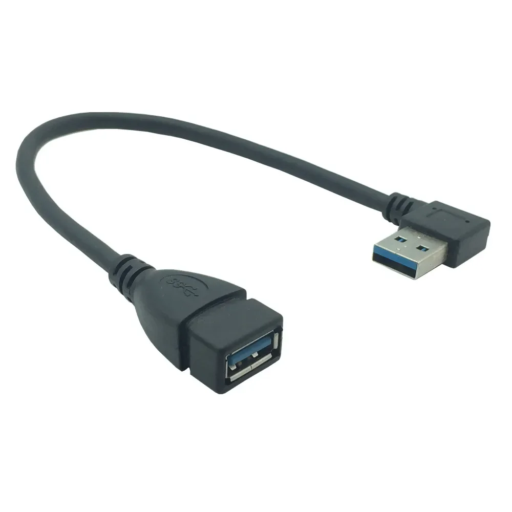 20 cm 90-stopniowy przedłużacz USB 2.0 A męski na USB żeński w górę, w dół i w lewo i w prawo. Czarny kabel