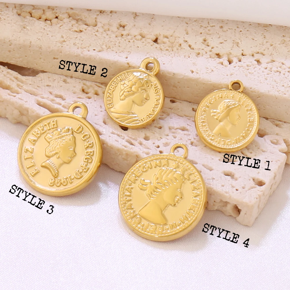3Pcs Stainless Steel Coin Portrait Pendant Charms for DIY Jewelry Making Accessories DIY Handmade Bracelets Necklace Findings