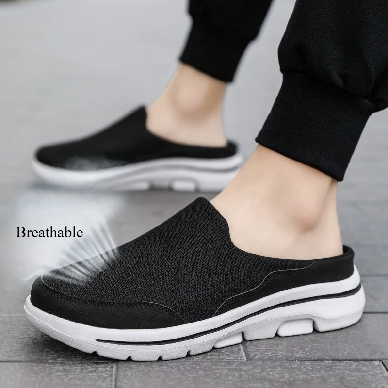 

Men's Half Slippers Comfortable Womens Slippers Plus Size Couples Casual Shoes Mesh Fashion Men Shoes Durable Zapatos De Mujer