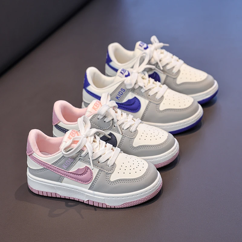 

Child Skate Shoes Kids Sneakers Girl's Low-tops Lace Up Shoe Girls Boy Hook Loop Soccer Trainers 2025 Autumn Teen Color Mix