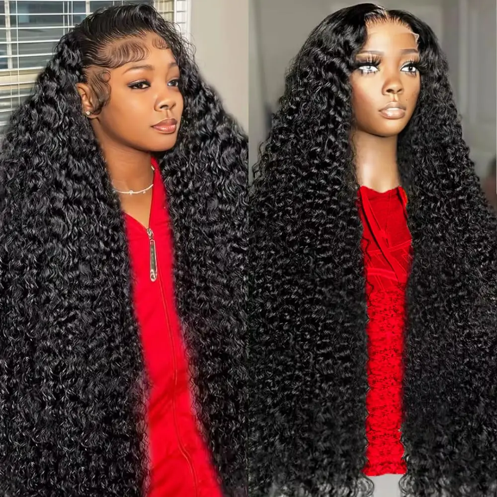 

40Inch 250 Density Curly 13X6 Hd Lace Frontal Wigs Human Hair Preplucked Brazilian Deep Wave High Quality 100% Wig Human Hair