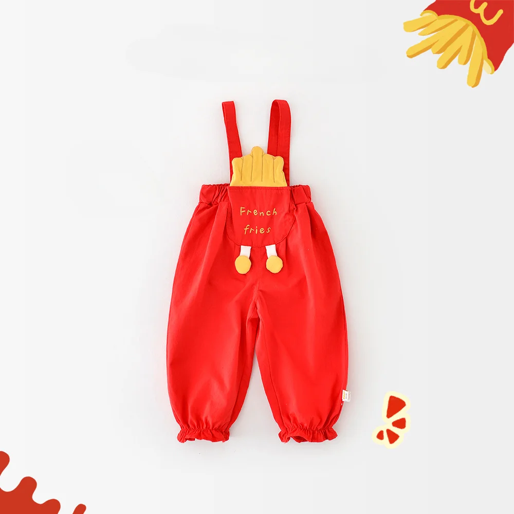 

Boys and girls pants autumn children's cotton fun chips overalls 1-4 years old children's fashionable trousers