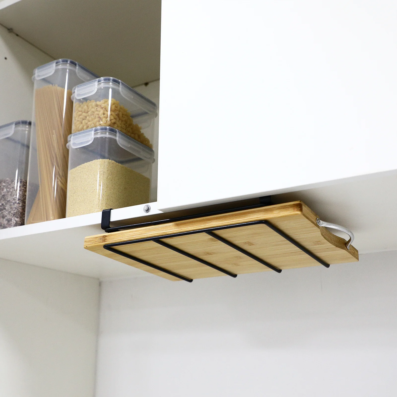 

Under Cabinet Storage Rack Stainless Steel Cutting Board Holder Space Saving Kitchen Organizer Hooks Under Shelf Storage