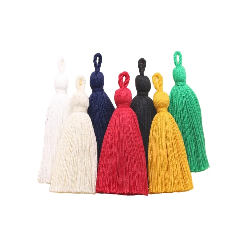 8cm key Tassel 10pcs Per Bag  Handmade DIY Pure Cotton Tassel Hanging Fringe Vintage Tassel Home Textile Clothing Accessories