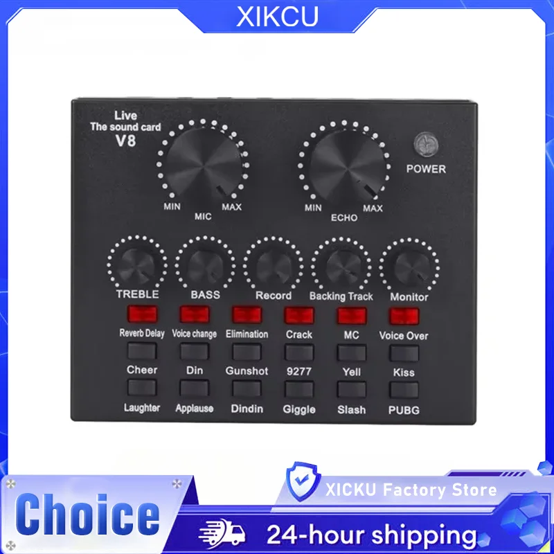 V8 V8S Audio Mixer USB External Headset Microphone Webcast Personal Live Broadcast Sound Card For Phone Computer