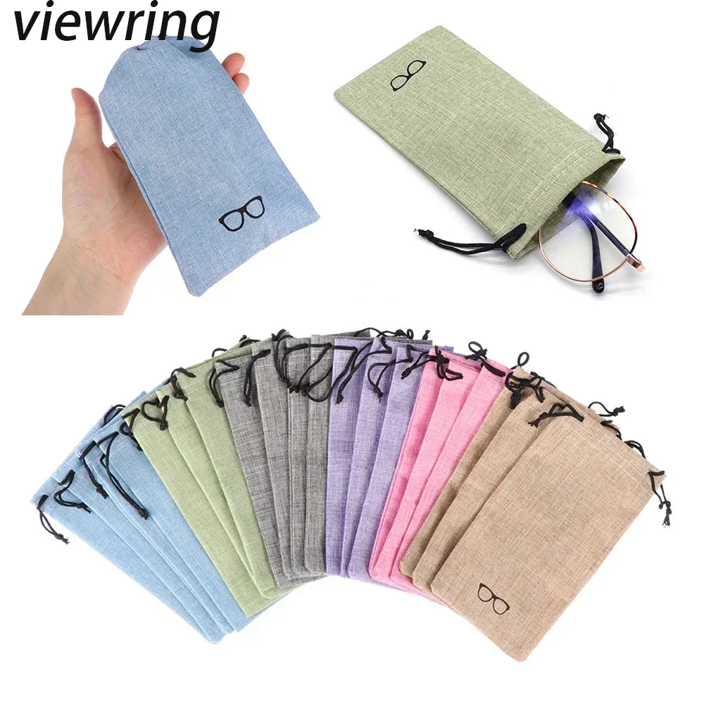 

100Pcs MultiFunctional Eyewear Cases Accessories Soft Cloth Glasses Bag Drawstring Portable Linen Fabric Eyeglasses Pouch Pocket