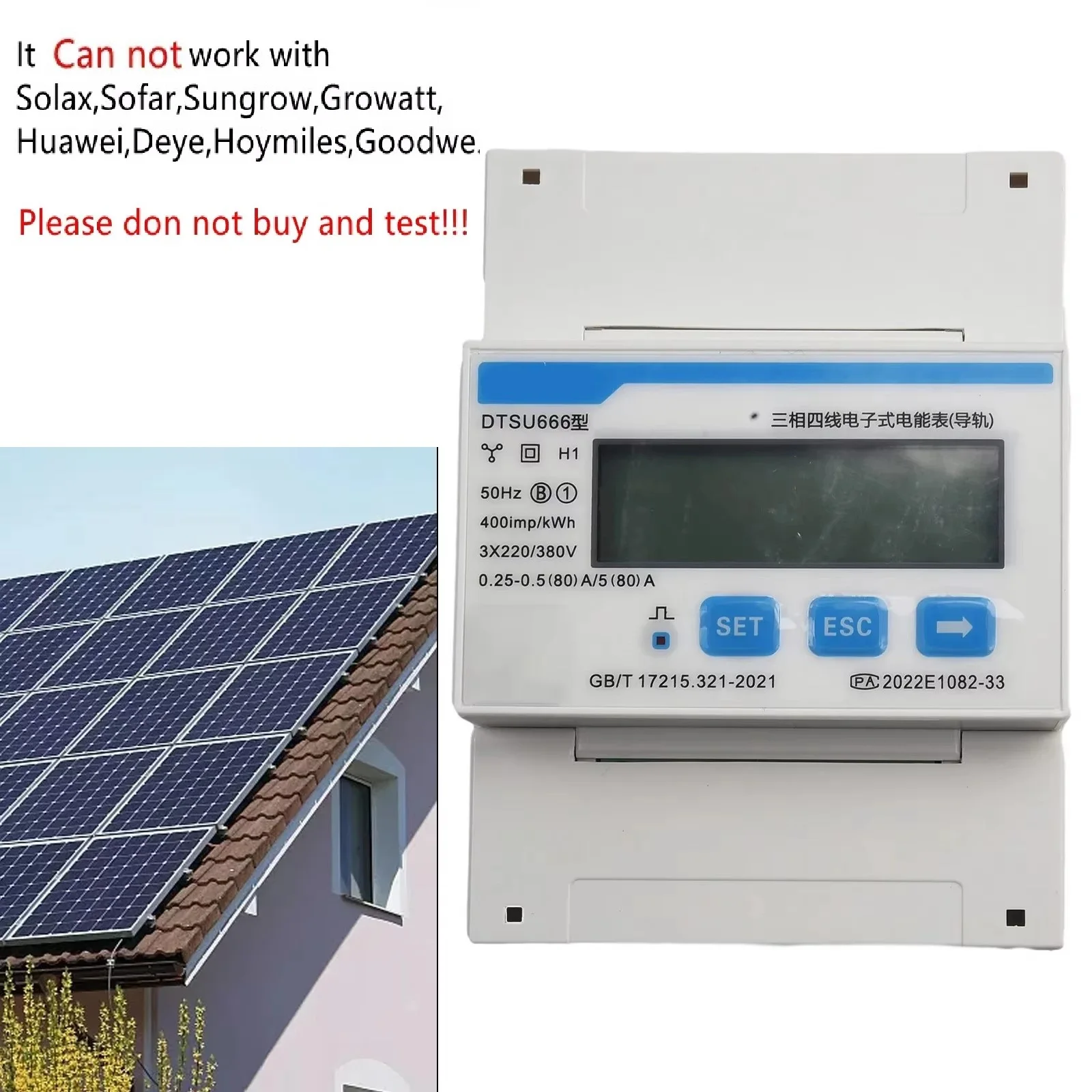 DTSU666 DDSU666 Energy Meter RS485 Modbus-RTU Communication Protocol Direct Data Reading For Three-phase AC Power Grids