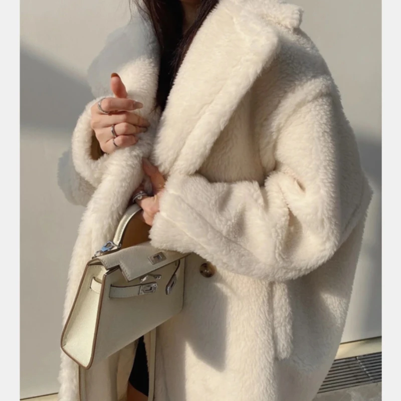 M Fur Teddy Silhouette New Teddy Bear Coat Winter Alpaca Mid-length Lamb Wool Coat High Quality Women Artificial Fur Jacket