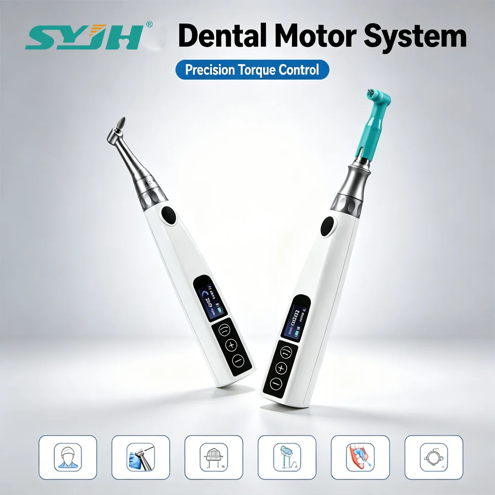 SYJH Dental Cordless Electric Prophy Polishing Handpiece 200-4000RPM 6 Speed Rechargeable Teeth Cleaning Motor with Cups Brushes