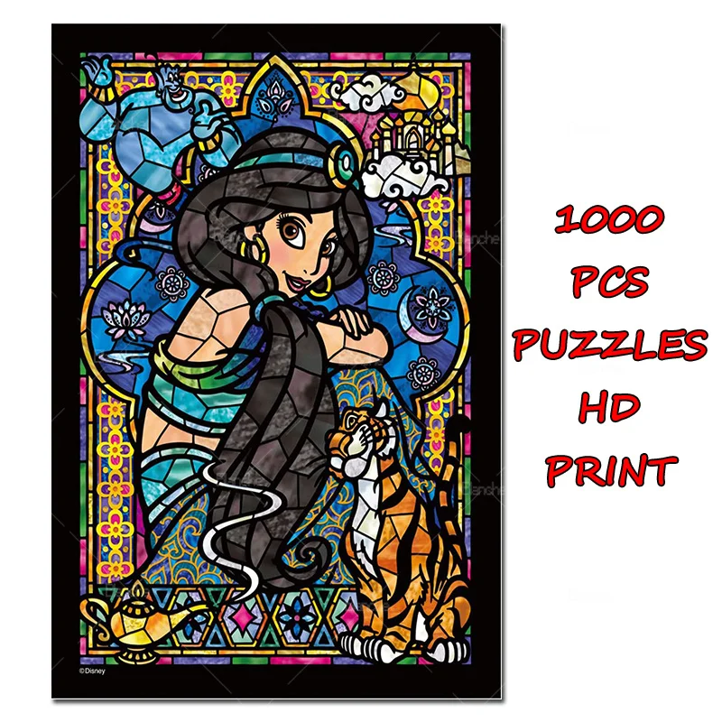 

Princess Jasmine Disney Painted Glass Picture 300 500 1000PCS Puzzles Paper Jigsaw Puzzle Game Girls Kid Teen Like Friends Gift