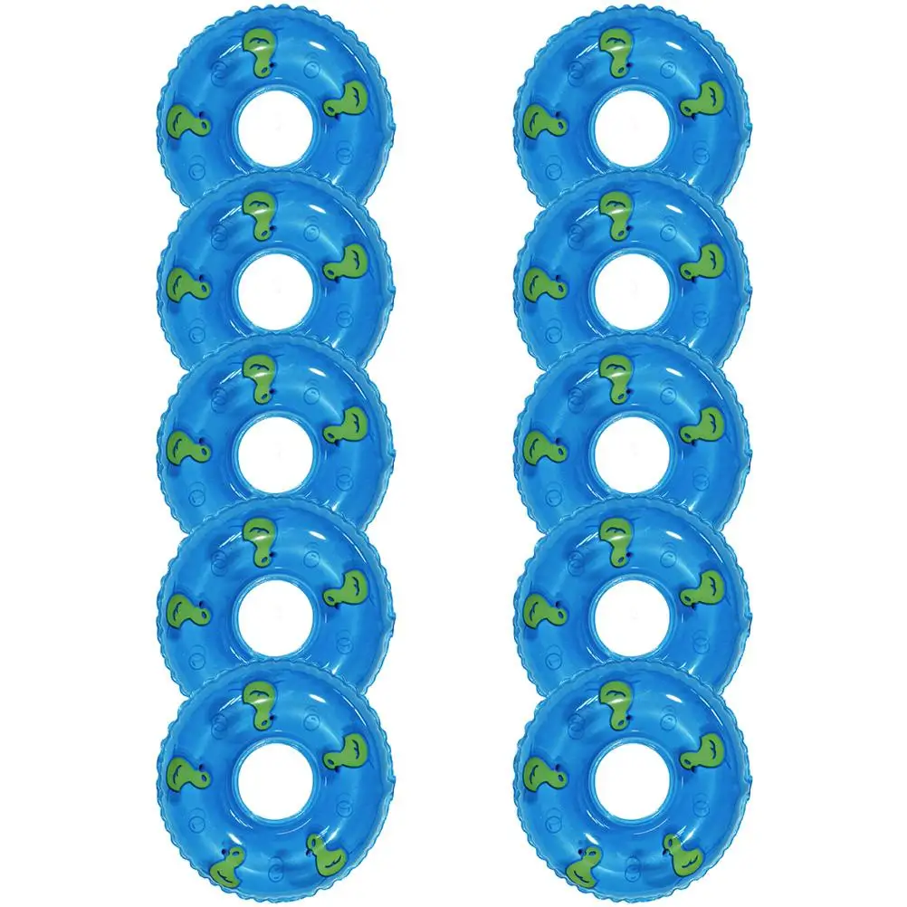

10pcs Mini Swim Ring Blue PVC Kids Swimming Accessories Decor Photo Props Realistic Duck Lifebuoy Ornaments Storage Plaything