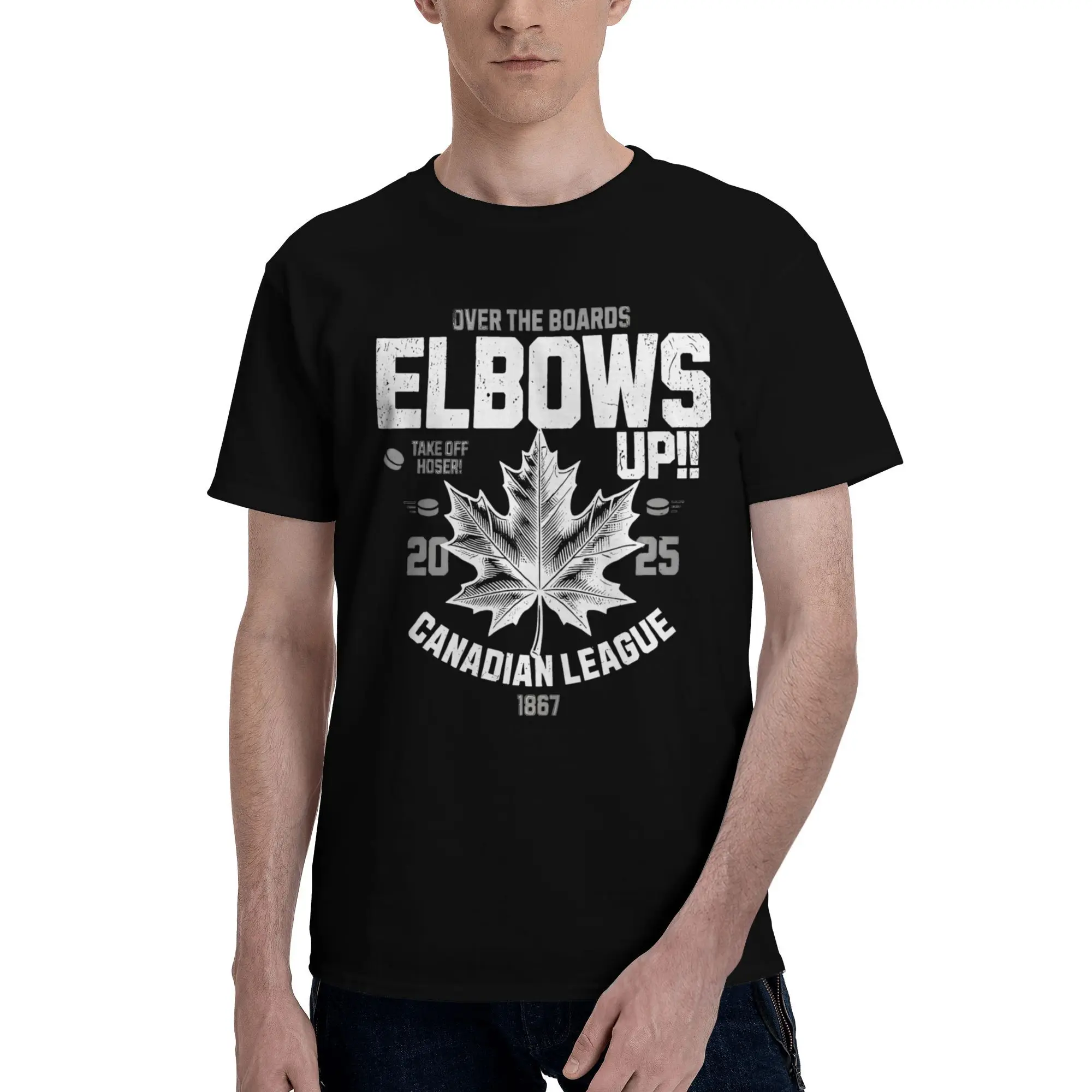 Elbows UP!  Over the Boards Canadian T-Shirt Summer 2025 Canadian Proud Gift  T Shirts Mens Cotton O-Neck Tees Short-Sleeve Tops