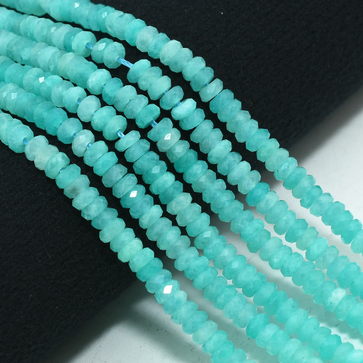 Natural Peruvian Amazonite Faceted Slice Rondelle Beads 3.8mm, Thickness About 1.8mm