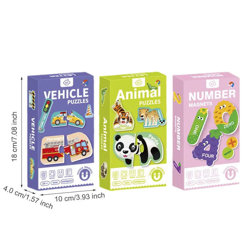 Magnetic Cognitive Matching Puzzle Letters Numbers Animal Vehicle Refrigerator Sticker Educational Toys For Children Kids